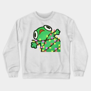 Froggie tangled in Christmas lights Crewneck Sweatshirt